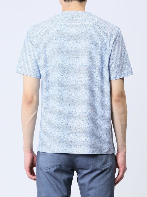 メッシュ 転写プリント クルーネック半袖Tシャツ