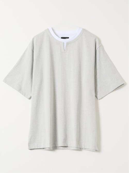 ダブルフェイス 天竺 キーネック 半袖 Tシャツ