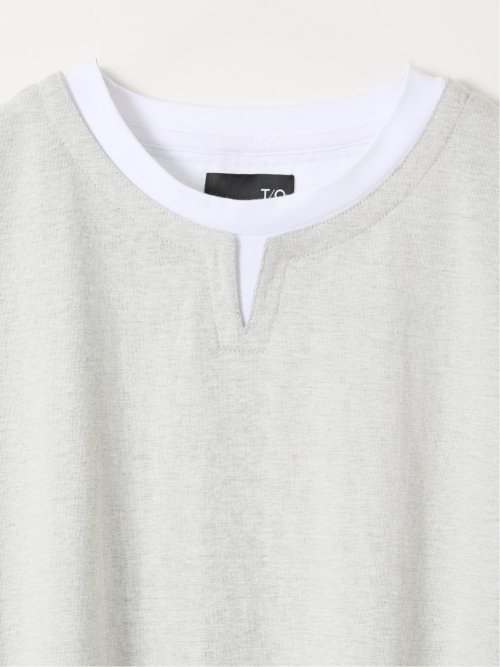 ダブルフェイス 天竺 キーネック 半袖 Tシャツ
