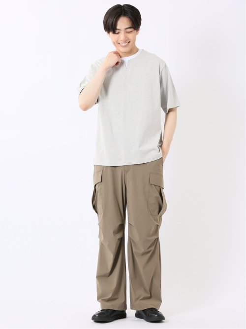 ダブルフェイス 天竺 キーネック 半袖 Tシャツ