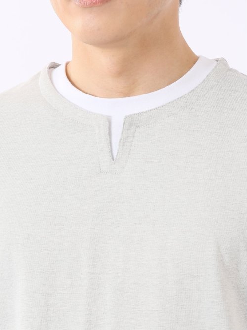 ダブルフェイス 天竺 キーネック 半袖 Tシャツ