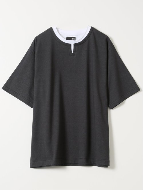 ダブルフェイス 天竺 キーネック 半袖 Tシャツ