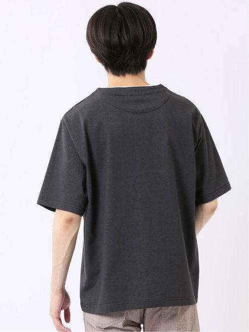 ダブルフェイス 天竺 キーネック 半袖 Tシャツ