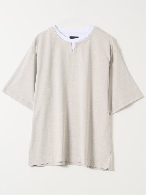 ダブルフェイス 天竺 キーネック 半袖 Tシャツ