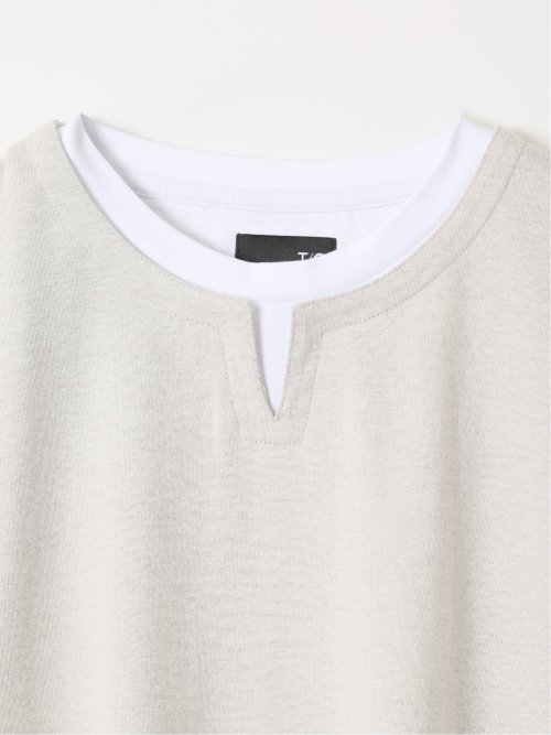 ダブルフェイス 天竺 キーネック 半袖 Tシャツ