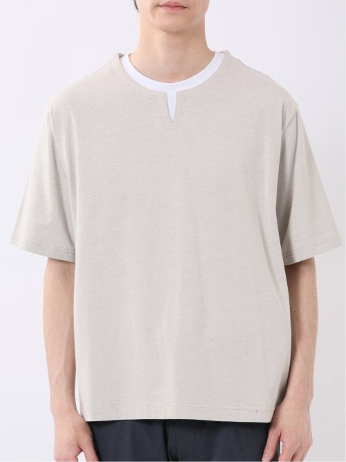 ダブルフェイス 天竺 キーネック 半袖 Tシャツ