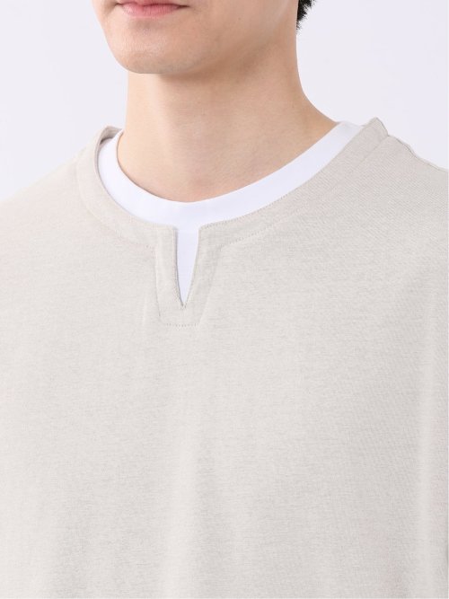 ダブルフェイス 天竺 キーネック 半袖 Tシャツ