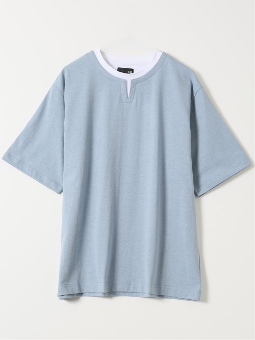 ダブルフェイス 天竺 キーネック 半袖 Tシャツ