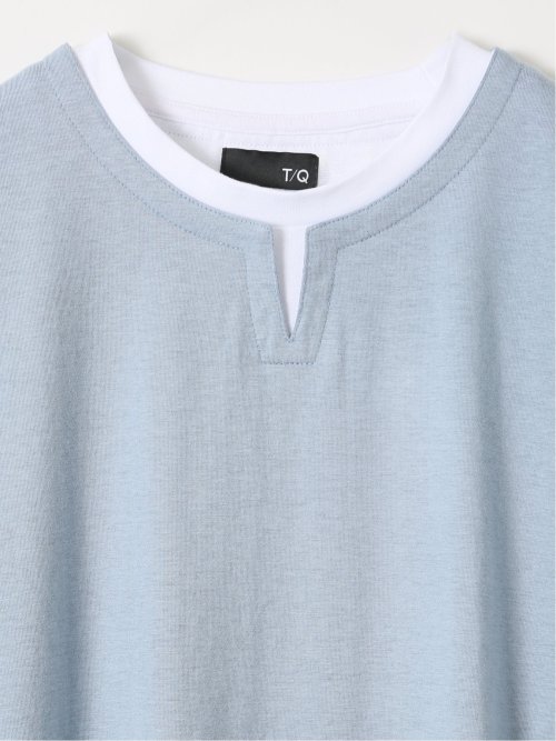 ダブルフェイス 天竺 キーネック 半袖 Tシャツ