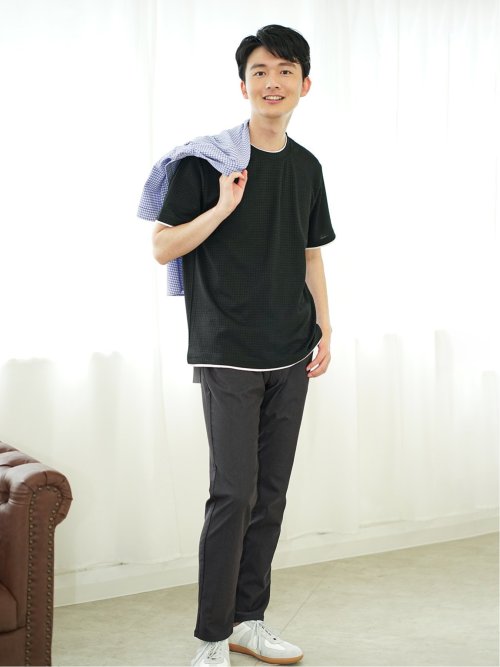 リンクス千鳥 フェイククルーネック半袖Tシャツ