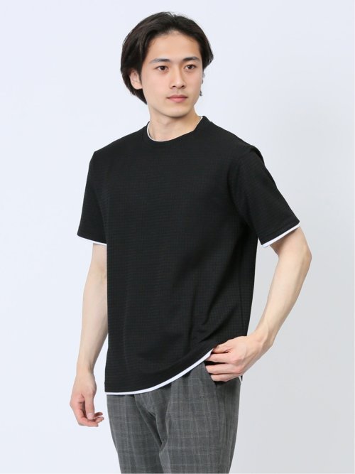 リンクス千鳥 フェイククルーネック半袖Tシャツ