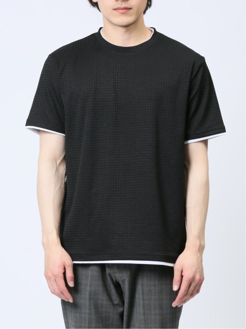 リンクス千鳥 フェイククルーネック半袖Tシャツ