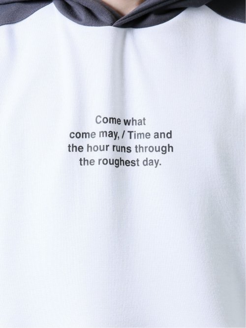 配色切替 ベルト使い半袖プルパーカー