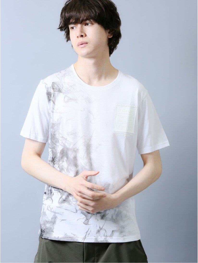 ラバー総柄 クルーネック半袖tシャツ S 01白 トップス Taka Q Online Shop タカキューオンラインショップ 公式通販