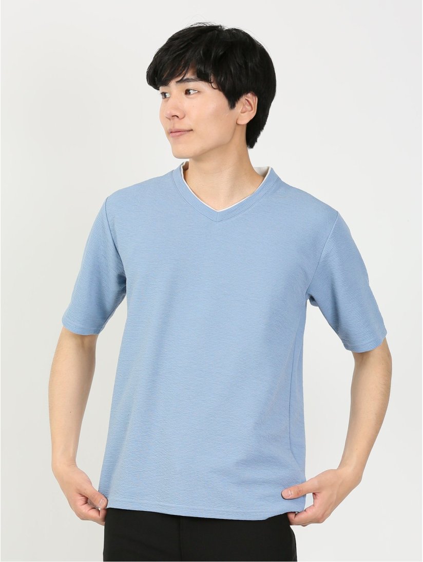 ドライリップル Vネック半袖Tシャツ