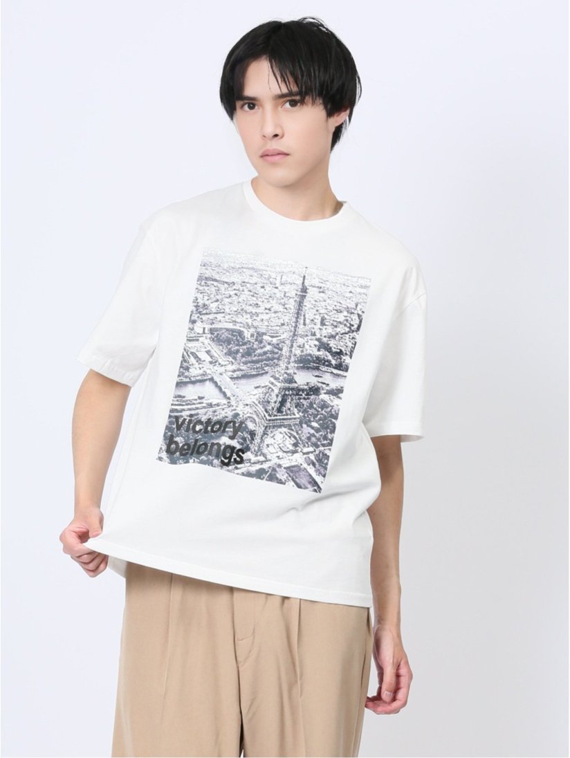 フォトプリント クルーネック半袖Tシャツ(M 01白): トップス | TAKA-Q  