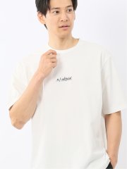 綿100% ロゴ刺繍 クルーネック半袖Tシャツ