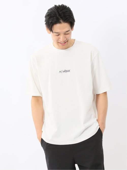 綿100% ロゴ刺繍 クルーネック半袖Tシャツ
