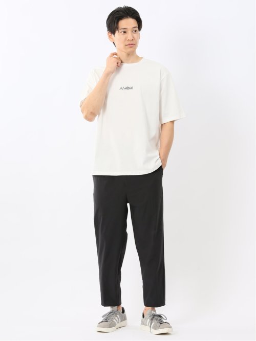 綿100% ロゴ刺繍 クルーネック半袖Tシャツ