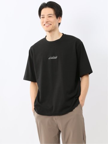 綿100% ロゴ刺繍 クルーネック半袖Tシャツ