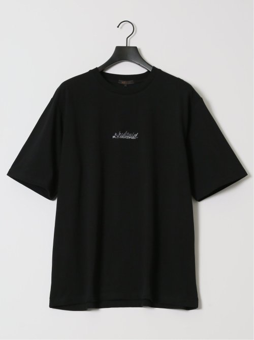 綿100% ロゴ刺繍 クルーネック半袖Tシャツ