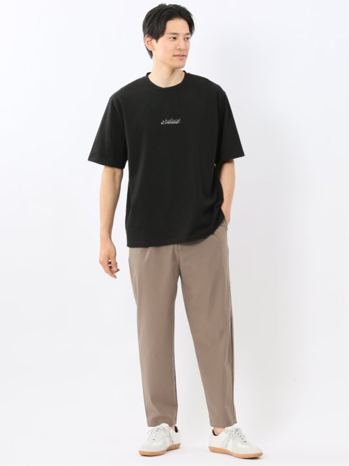 綿100% ロゴ刺繍 クルーネック半袖Tシャツ