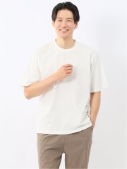 綿100% ロゴ刺繍 クルーネック半袖Tシャツ