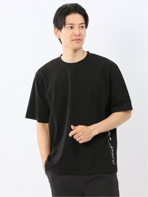 綿100% ロゴ刺繍 クルーネック半袖Tシャツ