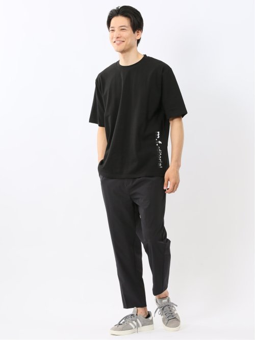 綿100% ロゴ刺繍 クルーネック半袖Tシャツ