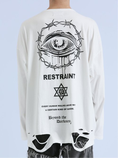 SD×PSYCHONATION チェーンアイコンダメージ クルー長袖Tシャツ