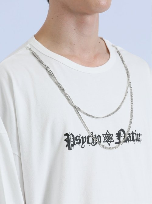 SD×PSYCHONATION チェーンアイコンダメージ クルー長袖Tシャツ