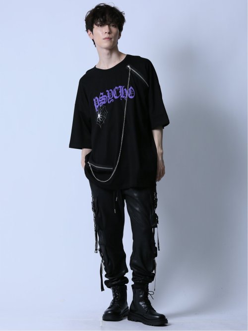 SD×PSYCHONATION チェーン付き スパイダー クルー半袖Tシャツ