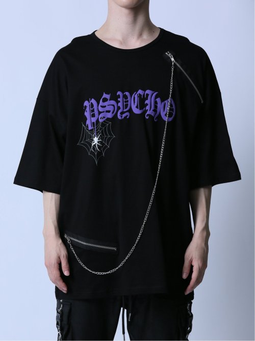 SD×PSYCHONATION チェーン付き スパイダー クルー半袖Tシャツ