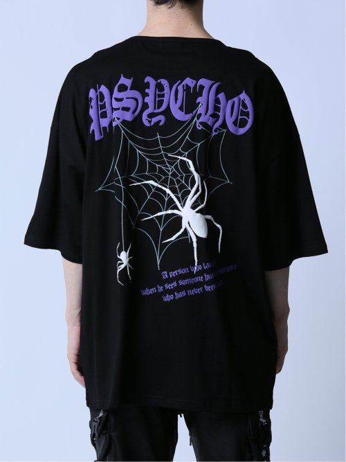 SD×PSYCHONATION チェーン付き スパイダー クルー半袖Tシャツ