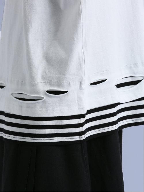 SD×PSYCHONATION フェイクレイヤード ダメージ クルー半袖BIGTシャツ