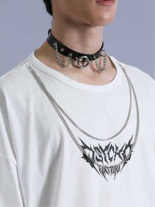 SD×PSYCHONATION フェイクレイヤード ダメージ クルー半袖BIGTシャツ