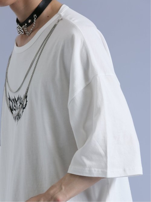 SD×PSYCHONATION フェイクレイヤード ダメージ クルー半袖BIGTシャツ