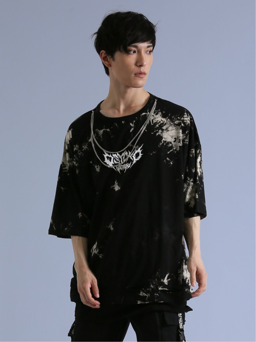 SD×PSYCHONATION フェイクレイヤード ダメージ クルー半袖BIGTシャツ