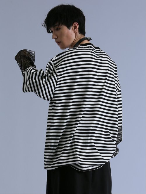 SD×PSYCHONATION フェイクレイヤード メッシュ クルー長袖BIGTシャツ