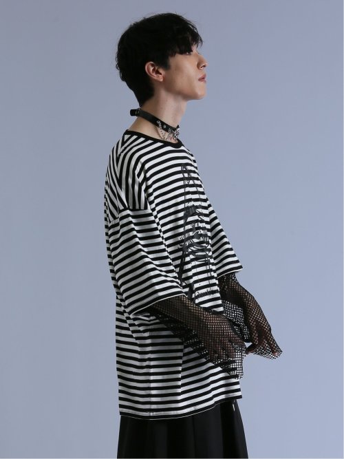 SD×PSYCHONATION フェイクレイヤード メッシュ クルー長袖BIGTシャツ