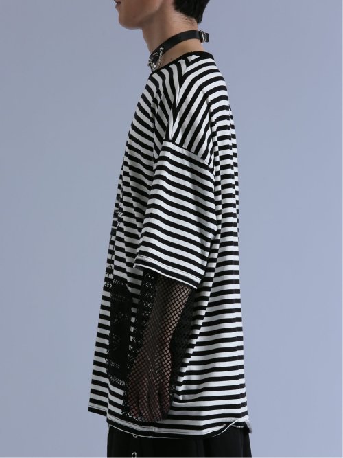 SD×PSYCHONATION フェイクレイヤード メッシュ クルー長袖BIGTシャツ