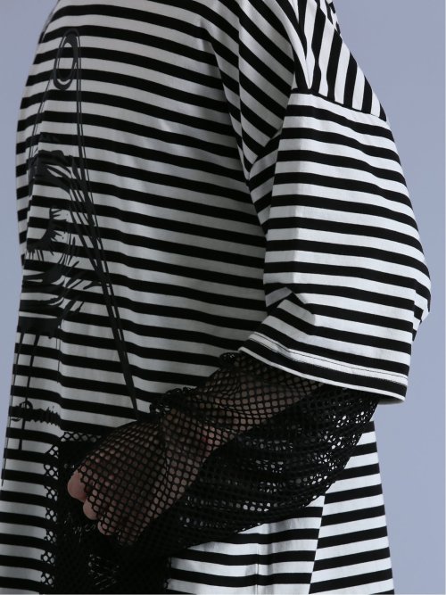 SD×PSYCHONATION フェイクレイヤード メッシュ クルー長袖BIGTシャツ