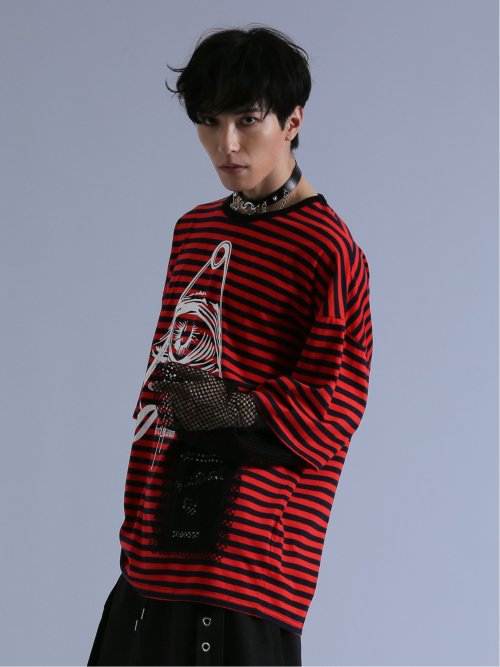 SD×PSYCHONATION フェイクレイヤード メッシュ クルー長袖BIGTシャツ