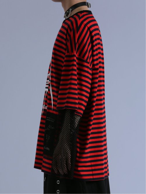 SD×PSYCHONATION フェイクレイヤード メッシュ クルー長袖BIGTシャツ