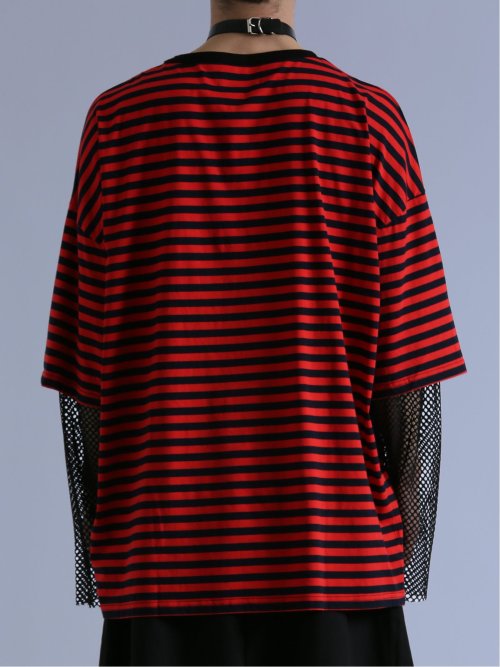 SD×PSYCHONATION フェイクレイヤード メッシュ クルー長袖BIGTシャツ