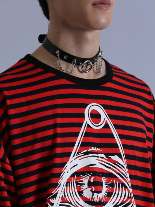 SD×PSYCHONATION フェイクレイヤード メッシュ クルー長袖BIGTシャツ