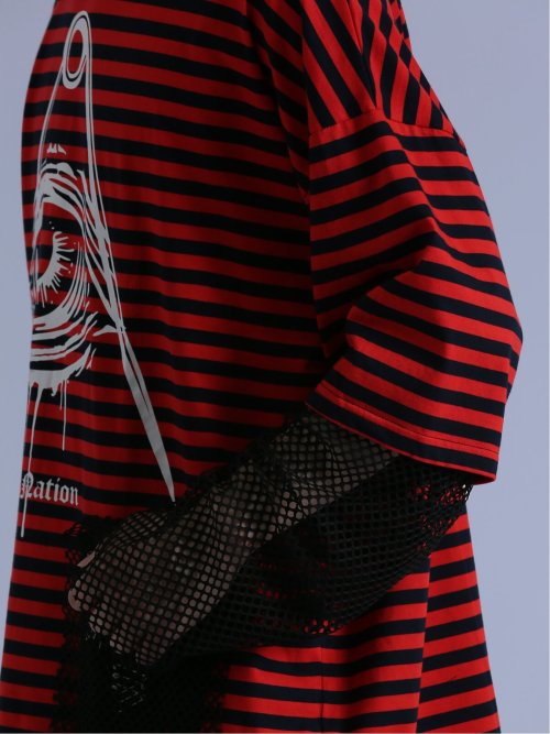 SD×PSYCHONATION フェイクレイヤード メッシュ クルー長袖BIGTシャツ