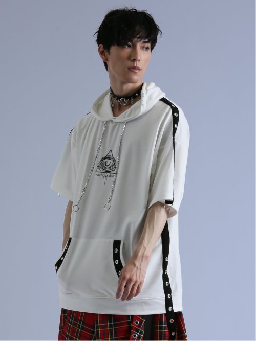 SD×PSYCHONATION ハトメアイコン 半袖BIGプルパーカー