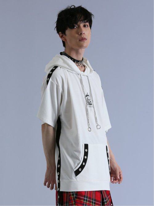 SD×PSYCHONATION ハトメアイコン 半袖BIGプルパーカー