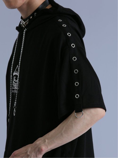 SD×PSYCHONATION ハトメアイコン 半袖BIGプルパーカー